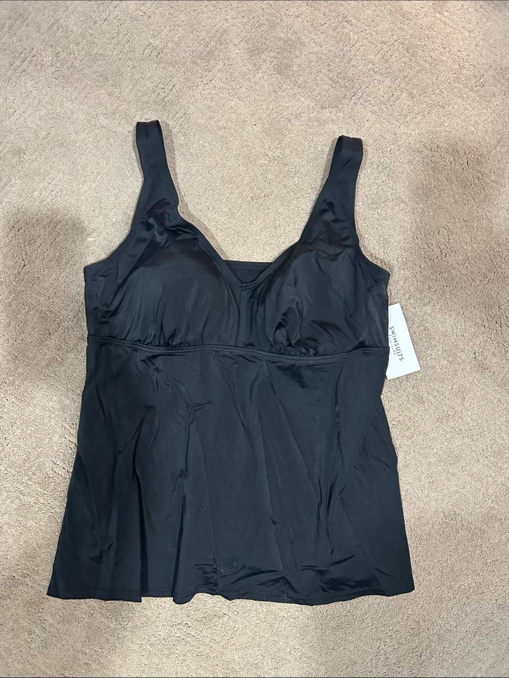 Swimsuits For All Black Flared Tankini Top